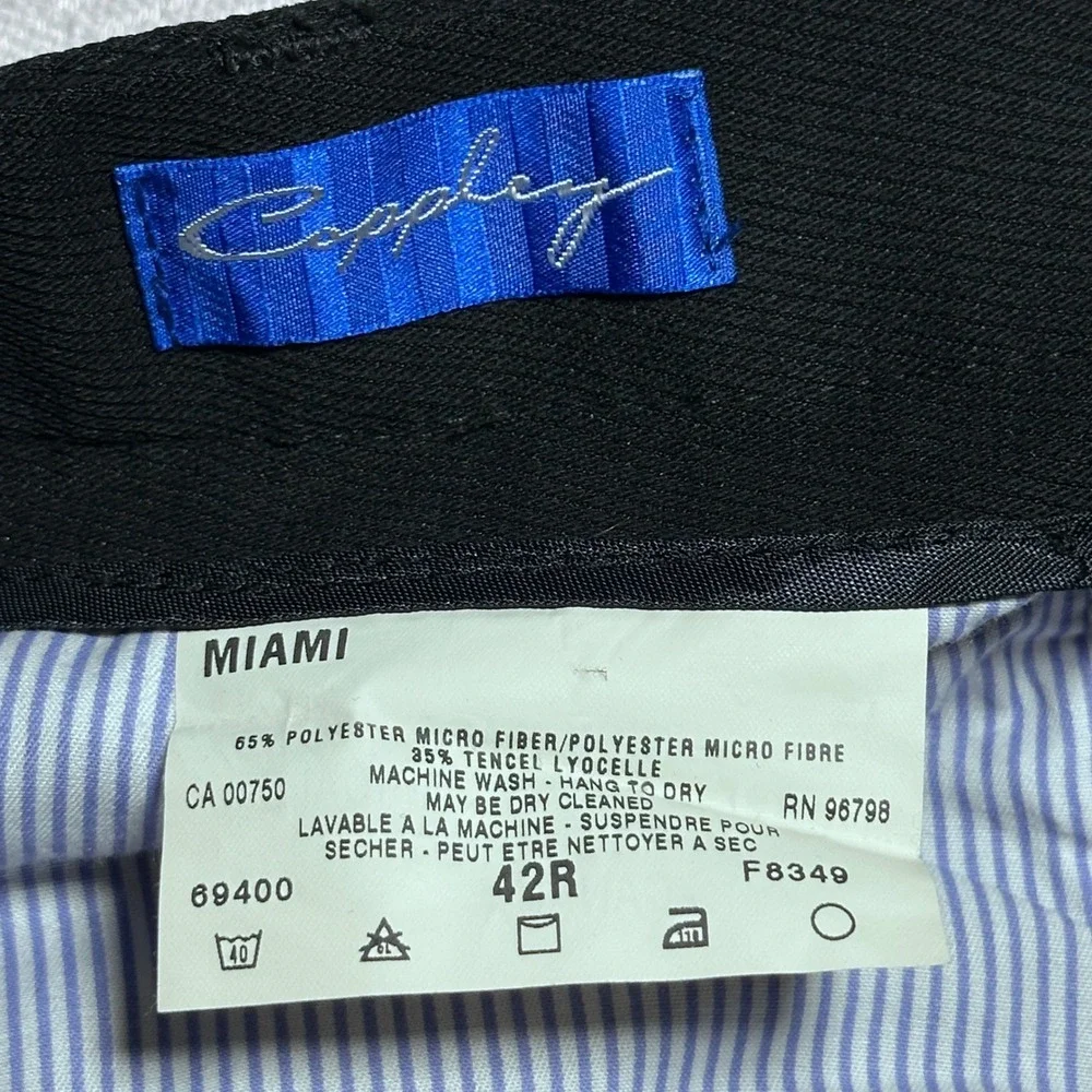 Coppley Dress Pants Men 42R Miami Flat Front Cuffed Microfiber Poly Tencel Black